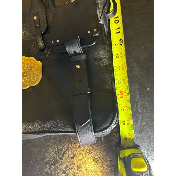 Vince Camuto Black Leather Tote Bag Double Handles Buckle Detail - Picture 10 of 13